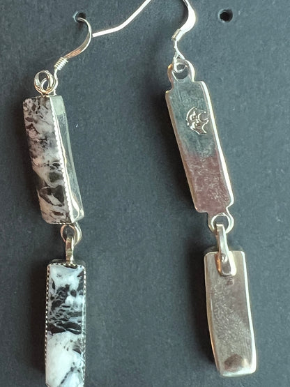Native Made White Buffalo 2 Stone Earrings