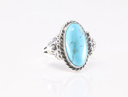 Size 5.5 Blue Kingman Turquoise Sterling Silver Ring Samuel Yellowhair Navajo