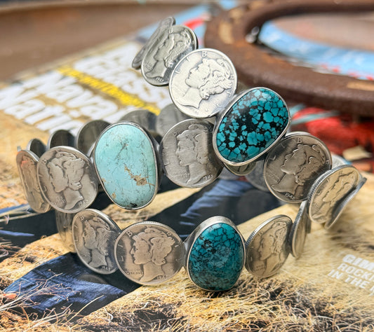 James McCabe Mercury Dime and Turquoise Bangle