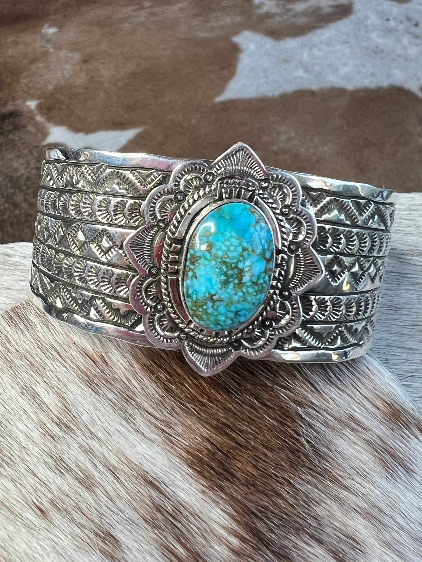 Native Madd Turquoise & Sterling Silver Cuff by Eula Wylie