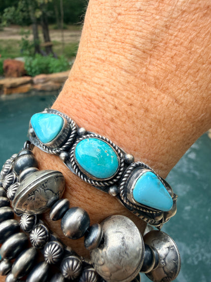 Authentic Native American Blue Ridge  Turquoise Cuff by Tillie Jon