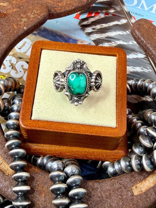 Genevieve Francisco Kingman Turquoise & Sterling Silver Ring Size 6