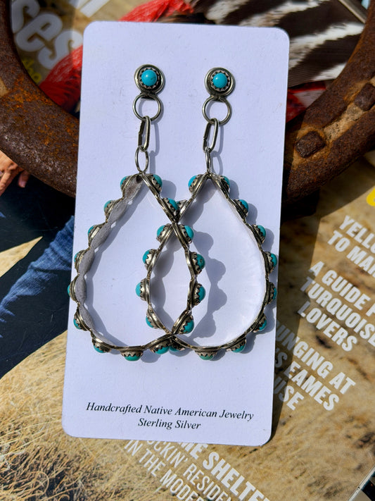 Turquoise Dangle Hoop Earrings by Aaron Davis