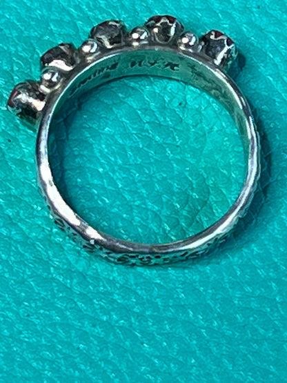 Zuni Snake Eye Coral Cluster Ring Size 7 Sterling Silver