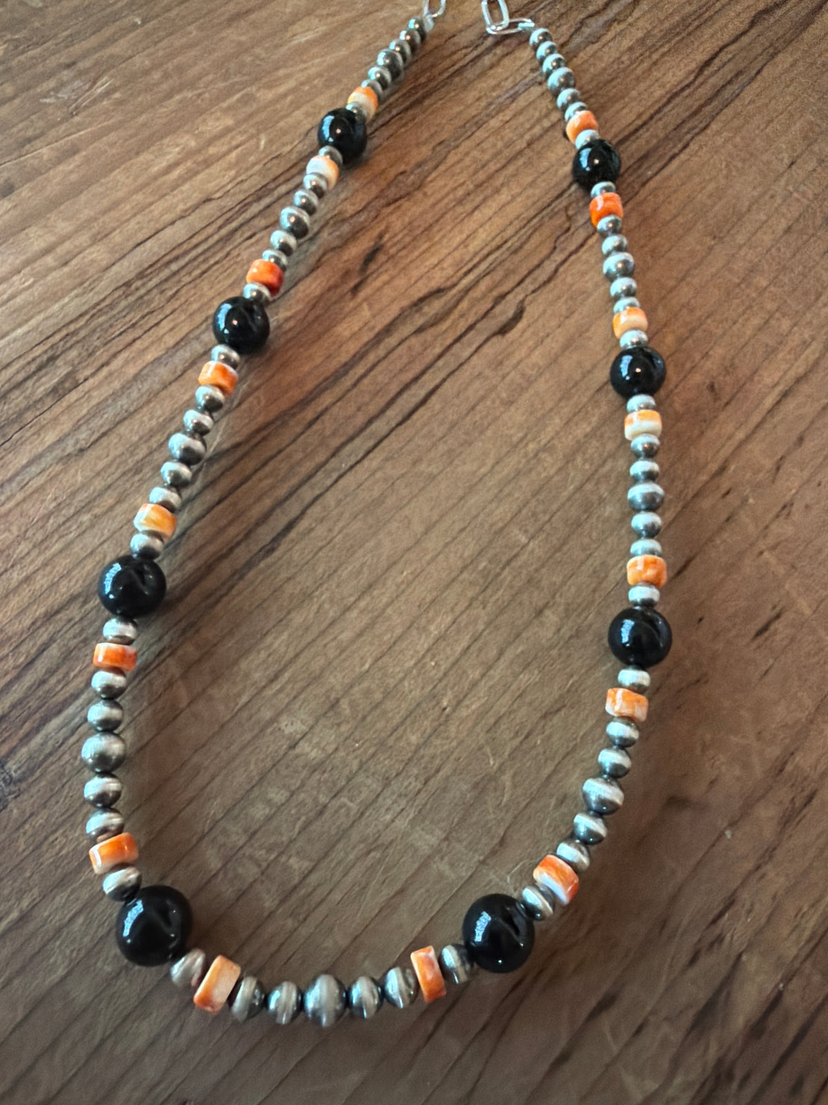 Orange Spiny and Black Onyx Necklace