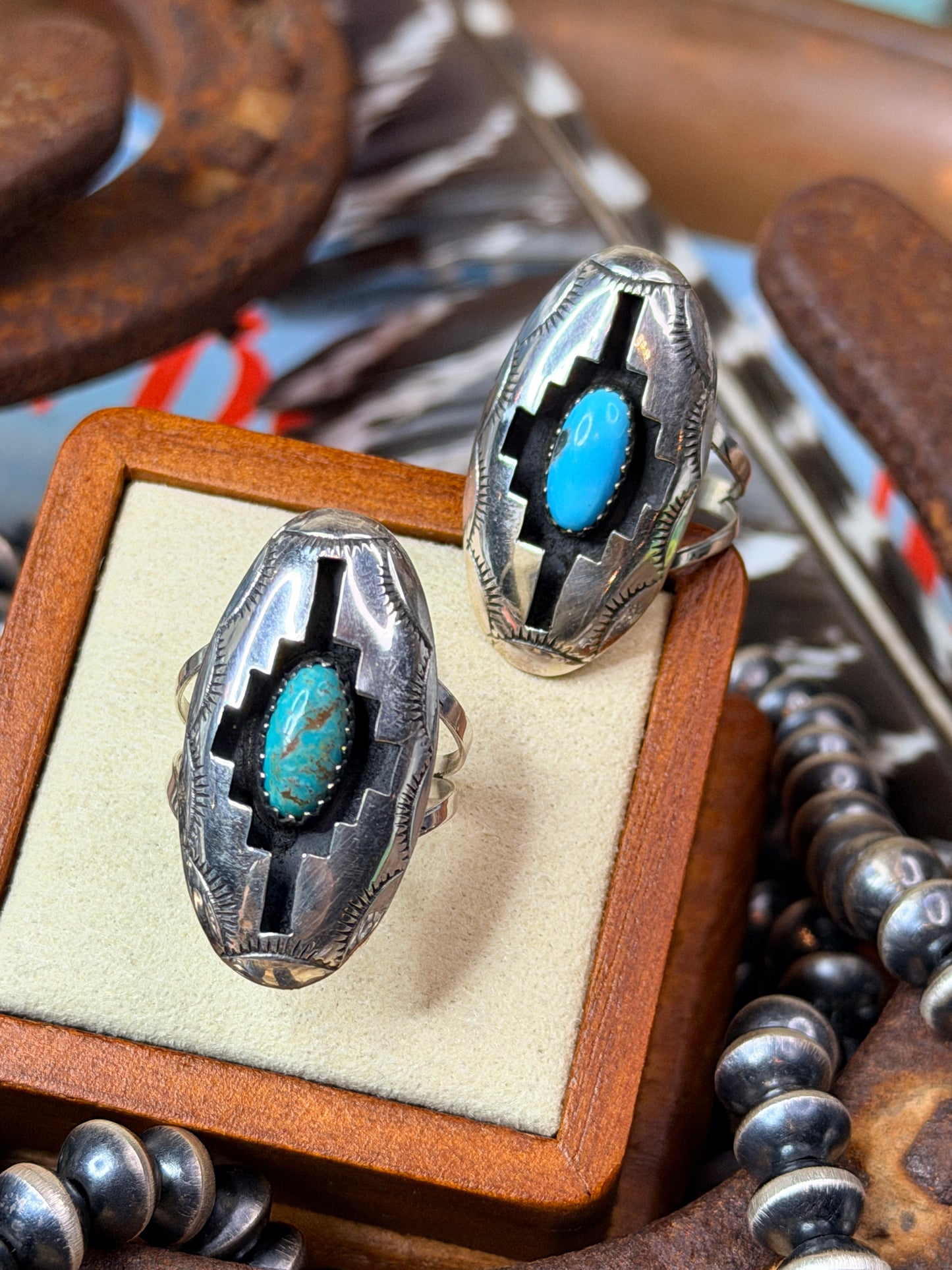Native Made Felix Perry Shadowbox Ring  size 7.5 (choose color)