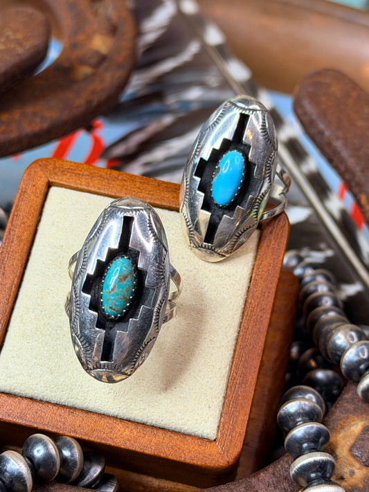 Native Made Felix Perry Shadowbox Ring  size 7.5 (choose color)