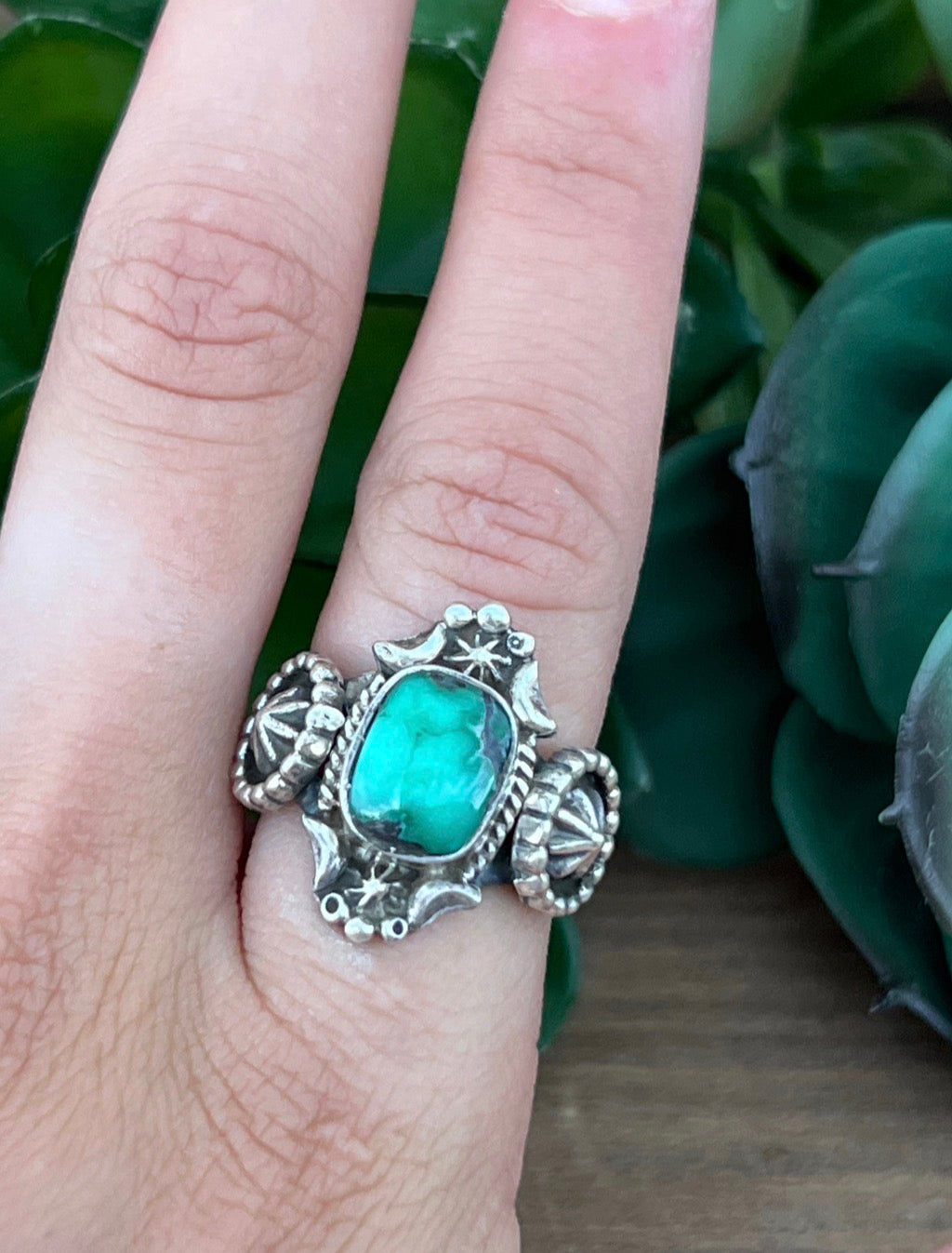 Genevieve Francisco Kingman Turquoise & Sterling Silver Ring Size 6