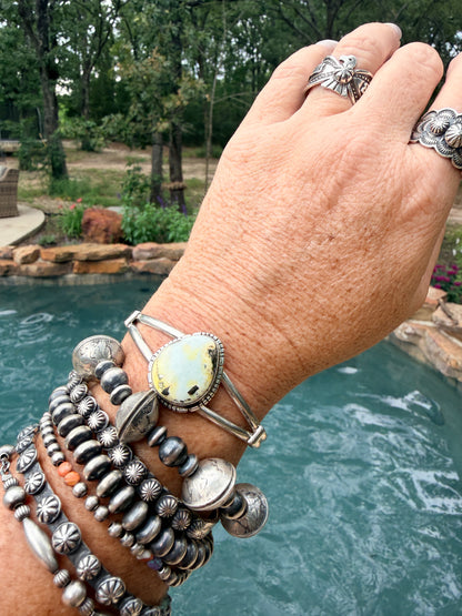 Native Made Palomino Sterling Silver Cuff by Samson Etsitty