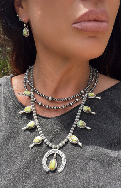 Authentic Palomino Squash Blossom Necklace Set