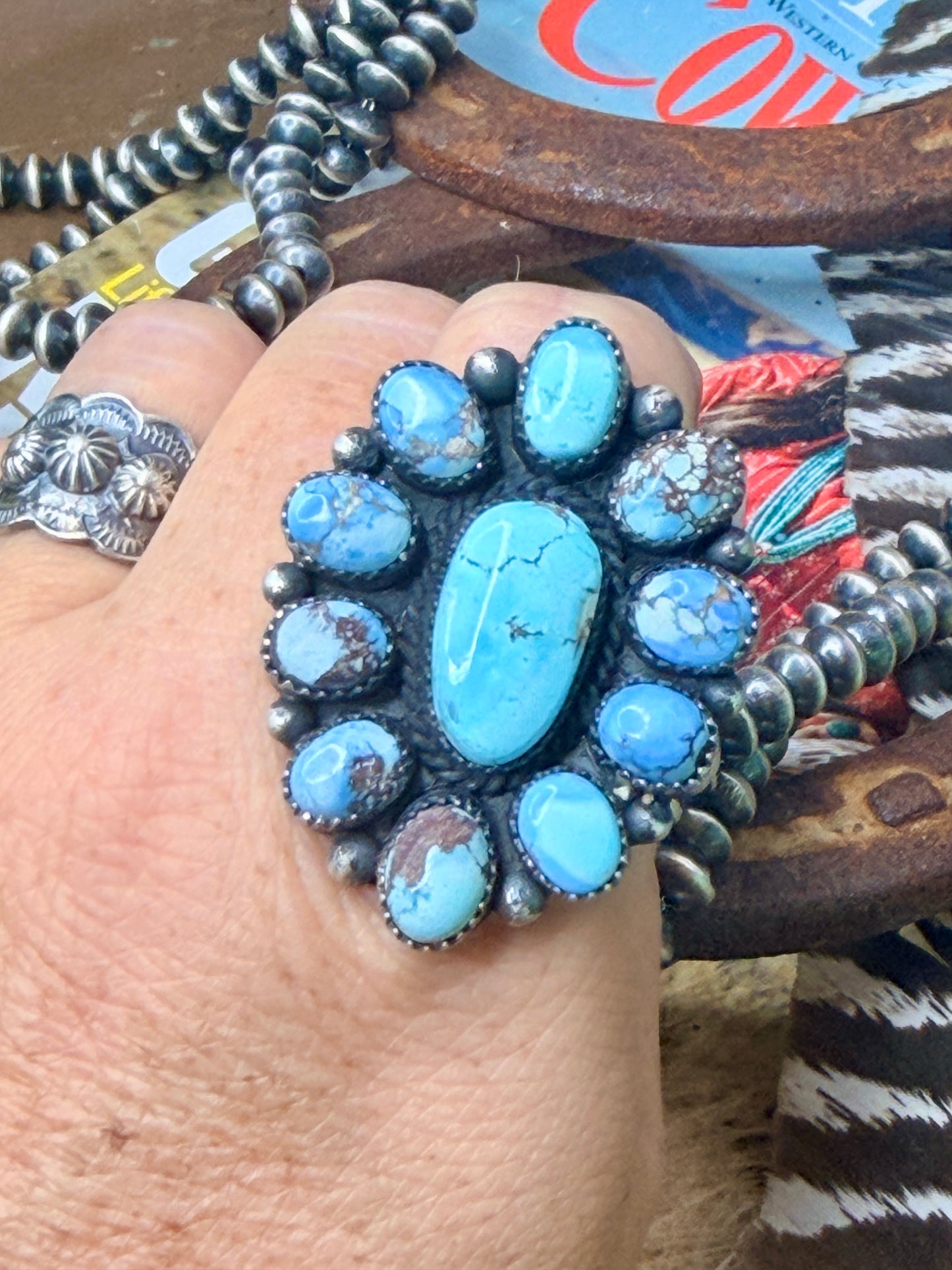 Native Made Golden Hills Cluster Adjustable Ring by Annie Spencer