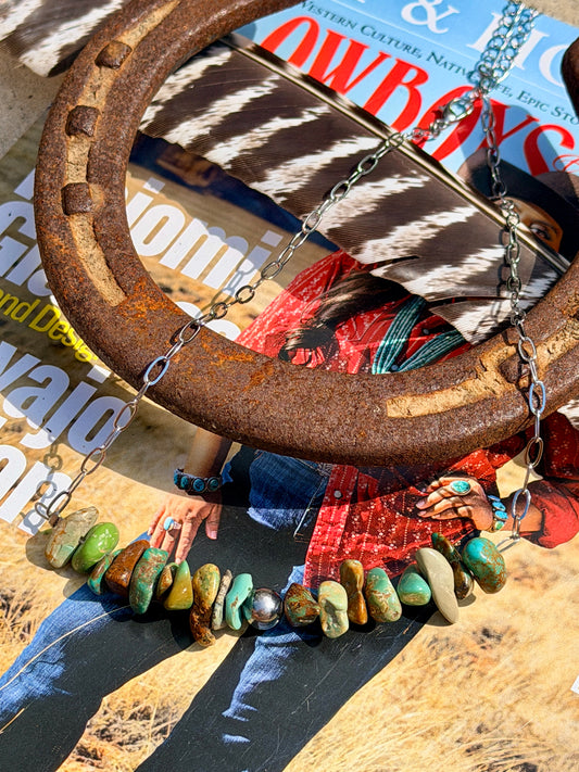 Green Turquoise Nugget Necklace