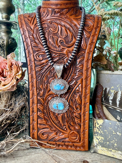 Native Made 2 Stone Golden Hills Turquoise Pendant  by Eula Wylie