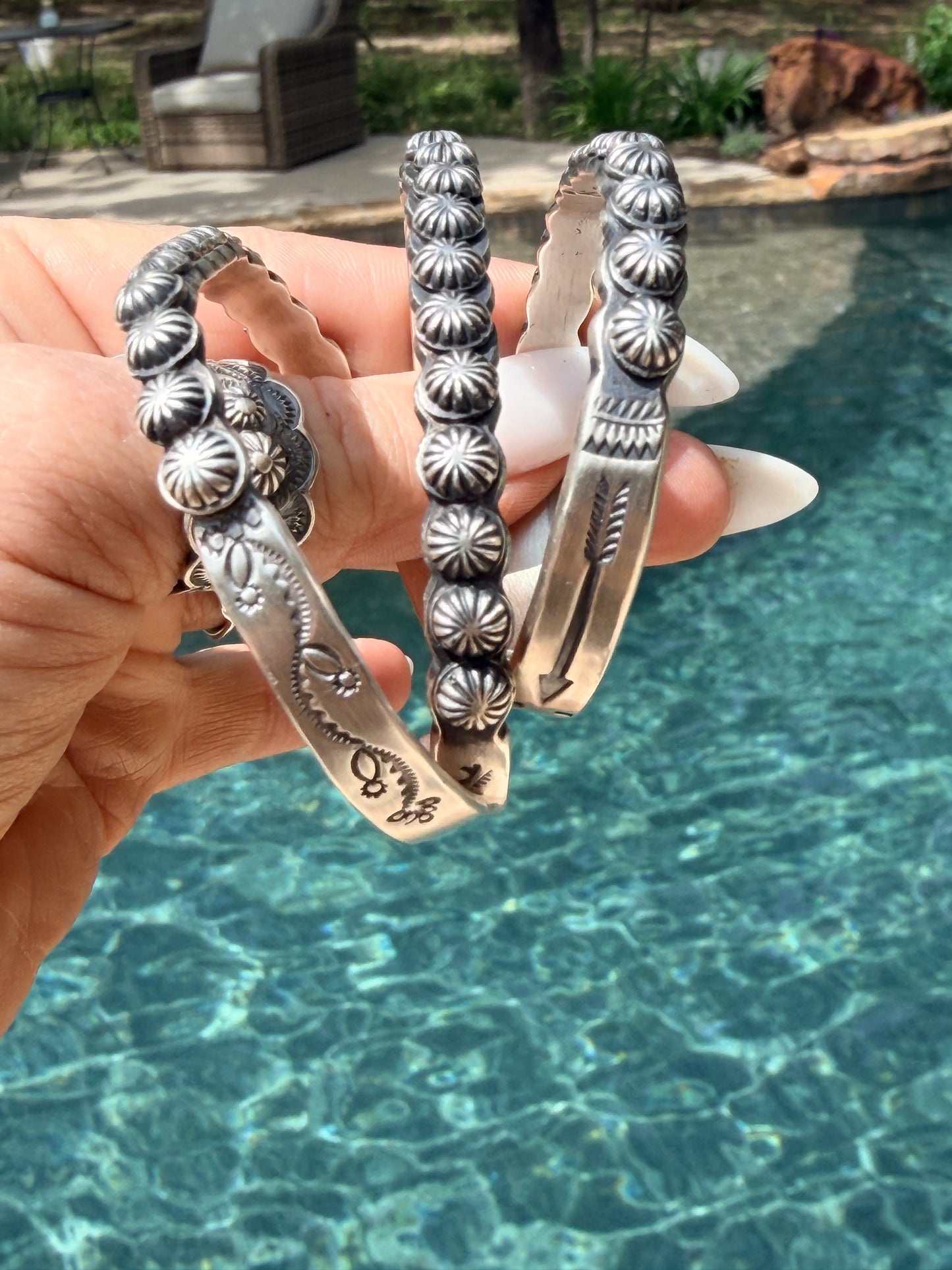 HANDCRAFTED STERLING SILVER STUDDED CUFF BRACELET
