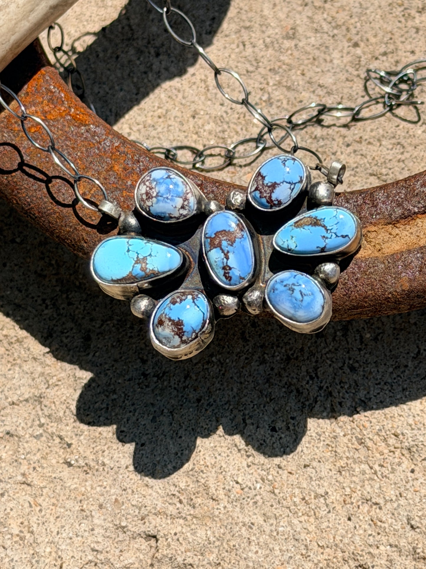 Native Made Golden Hills Cluster Necklace by Bonnie Benally