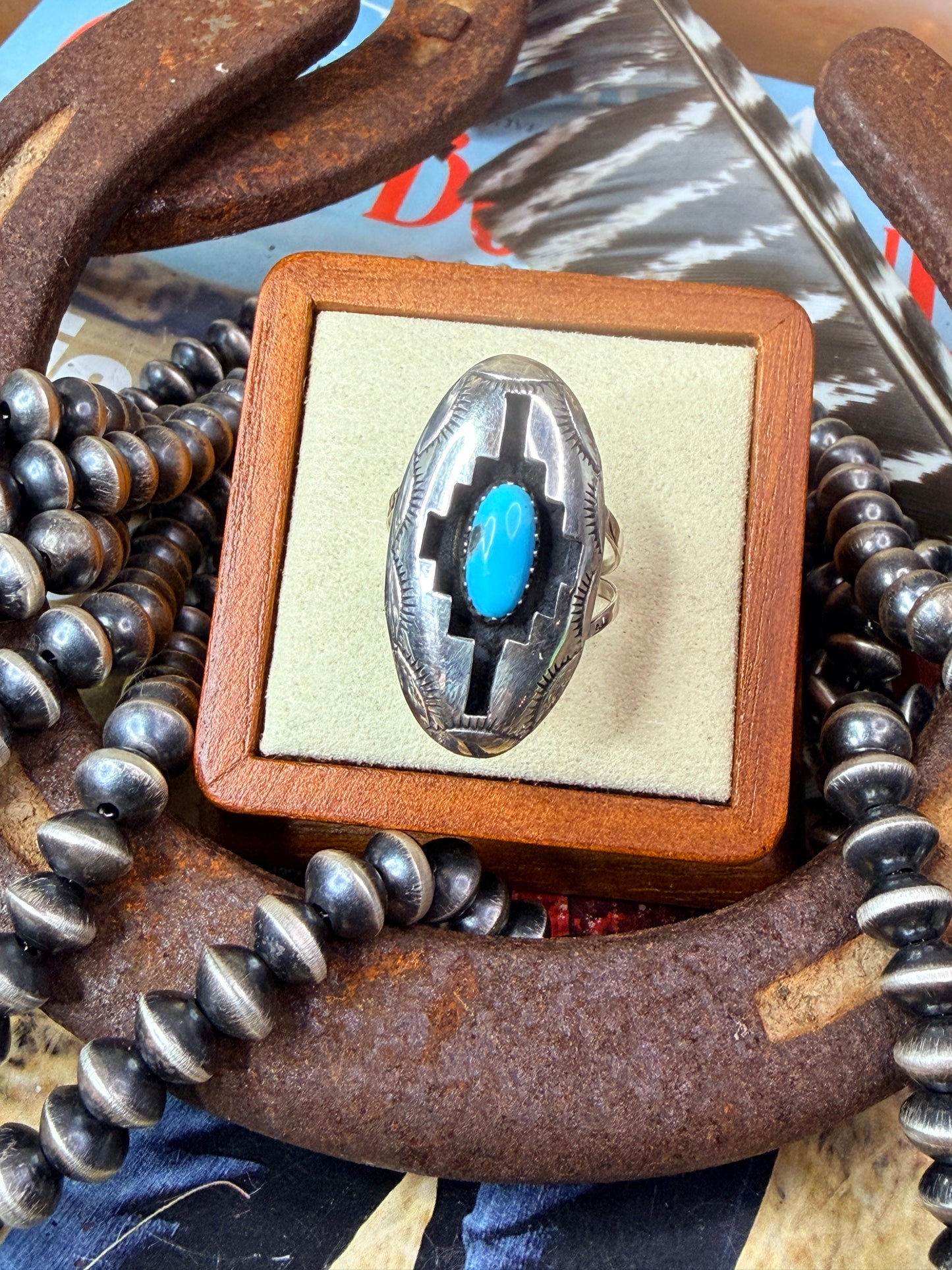Native Made Felix Perry Shadowbox Ring  size 7.5 (choose color)
