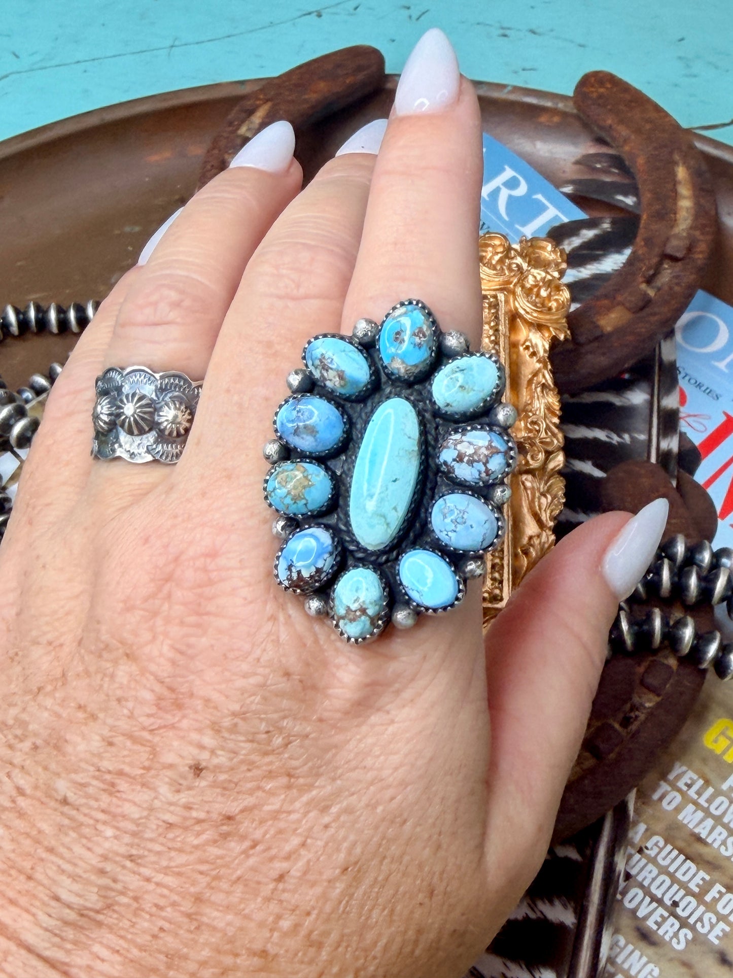 Native Made Golden Hills Cluster Adjustable Ring by Annie Spencer