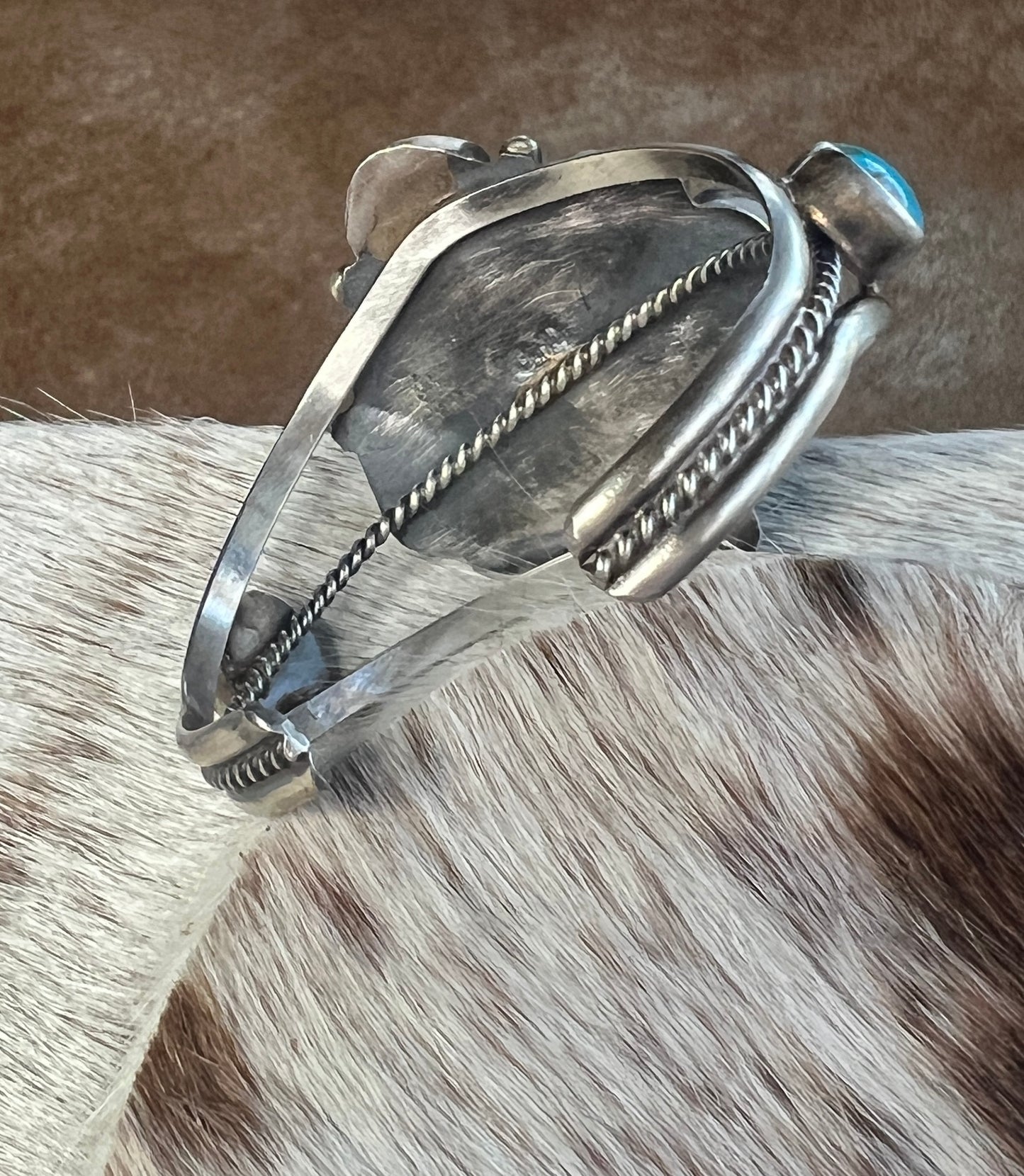 Navajo Turquoise Sterling Multi Stone Cuff Bracelet by Wilson Dawes