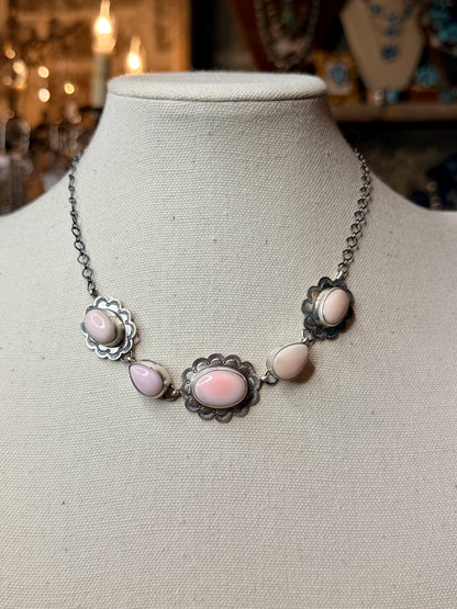 Scott Skeets Navajo Handmade Pink Conch Necklace