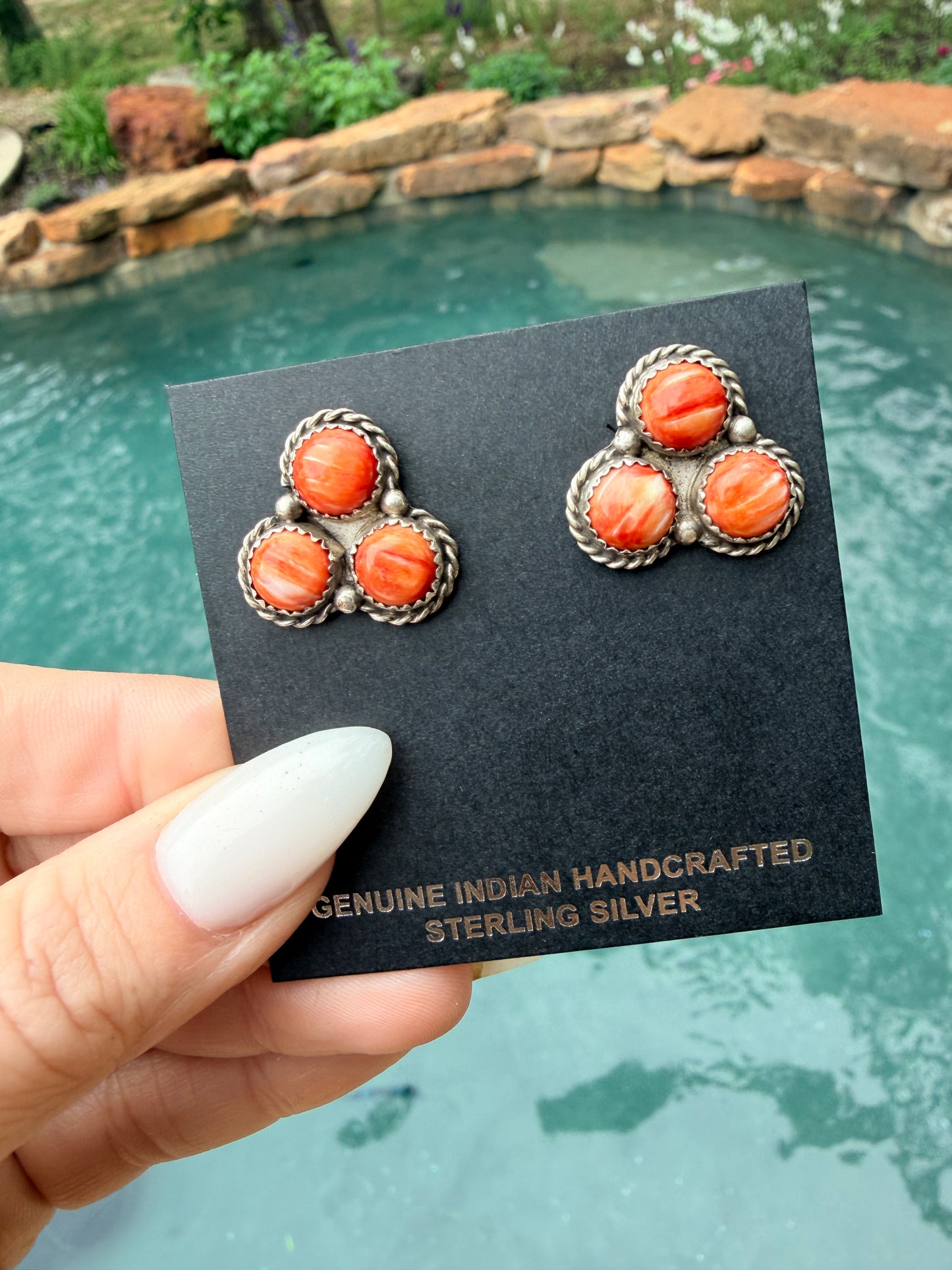 Native Made Orange Spiny Cluster Studs
