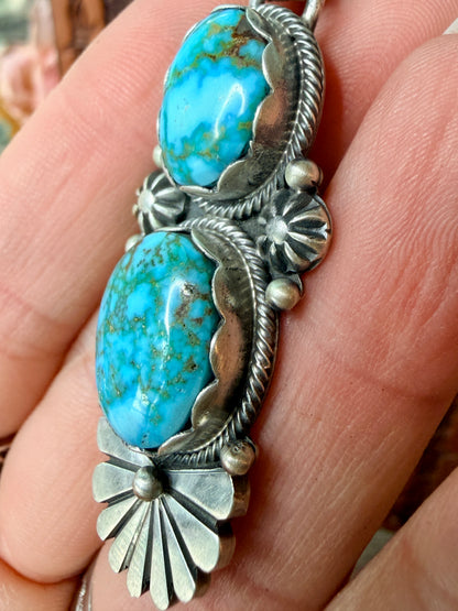 High Grade Natural Kingman Iron Mine Turquoise Pendant by Daniel Benally