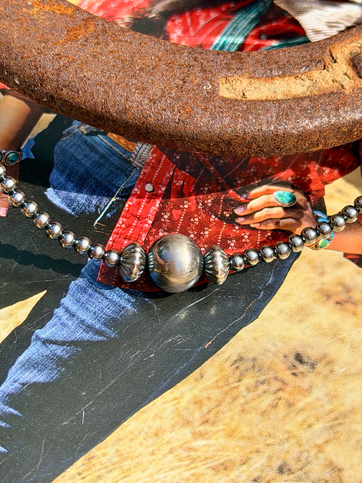 10mm Round Pearl, Fluted Pearls and 3mm Sterling Silver Pearl Necklace