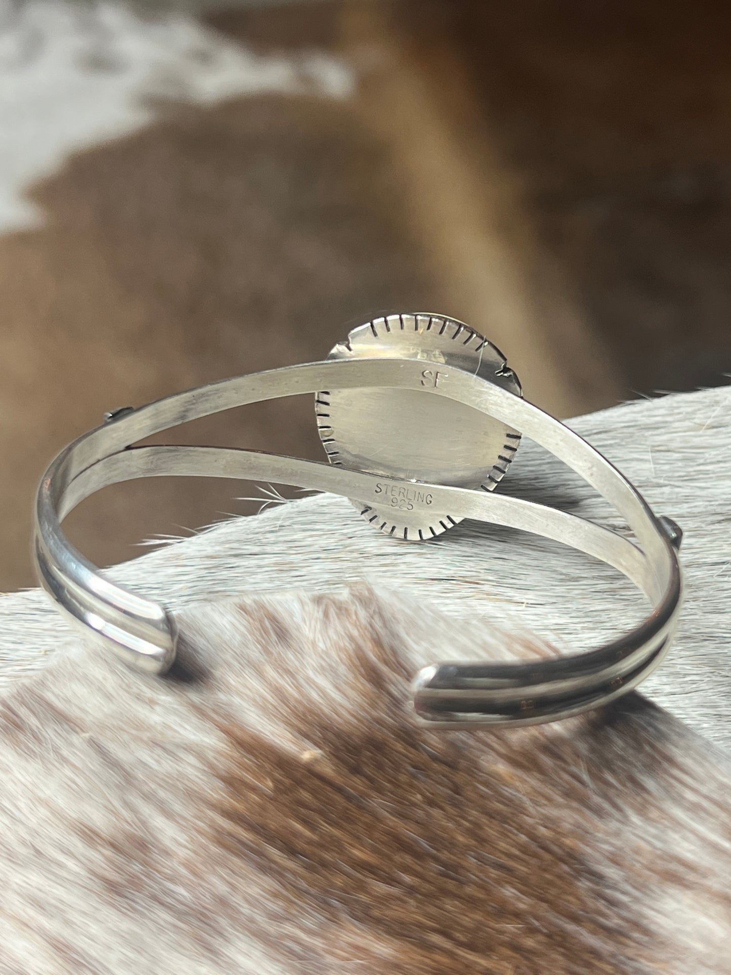 Native Made Palomino Sterling Silver Cuff by Samson Etsitty