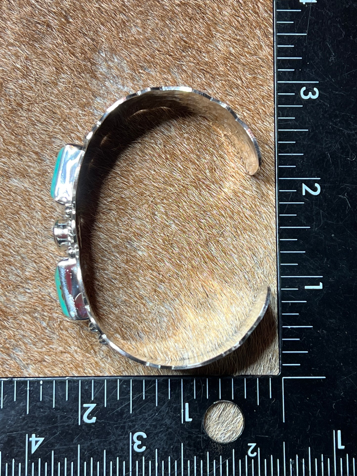 Native Made Turquoise and Garnet Cuff