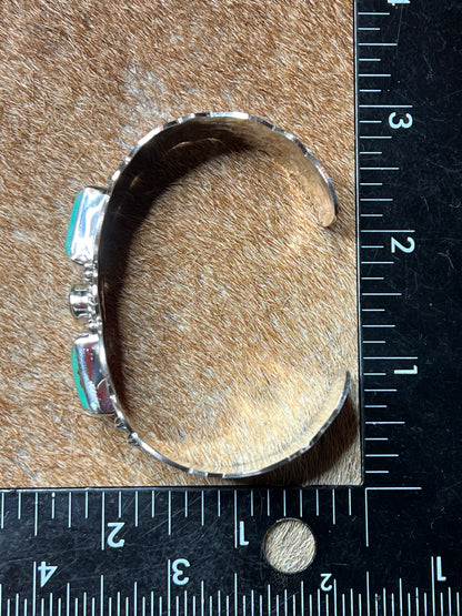 Native Made Turquoise and Garnet Cuff