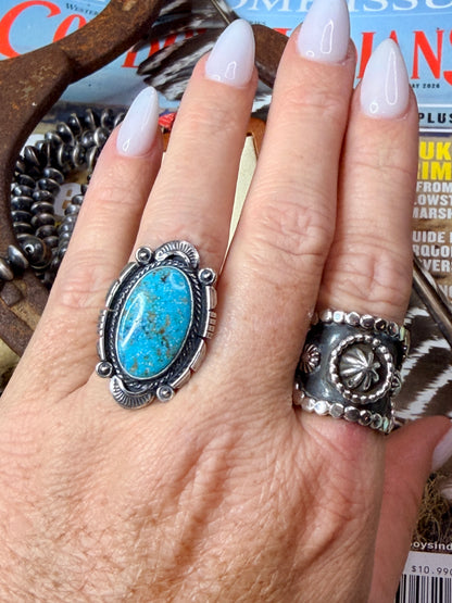 Native American Sterling Silver Turquoise Ring By Daniel Benally. From R.B Company. Size 7