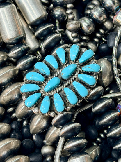Native Made Turquoise & Sterling Silver Cluster Ring by Juliana Williams