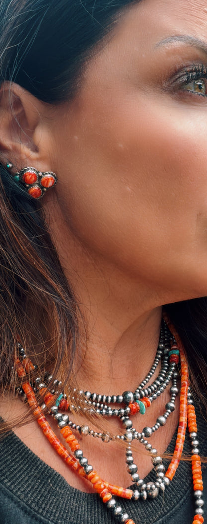 Native Made Orange Spiny Cluster Studs