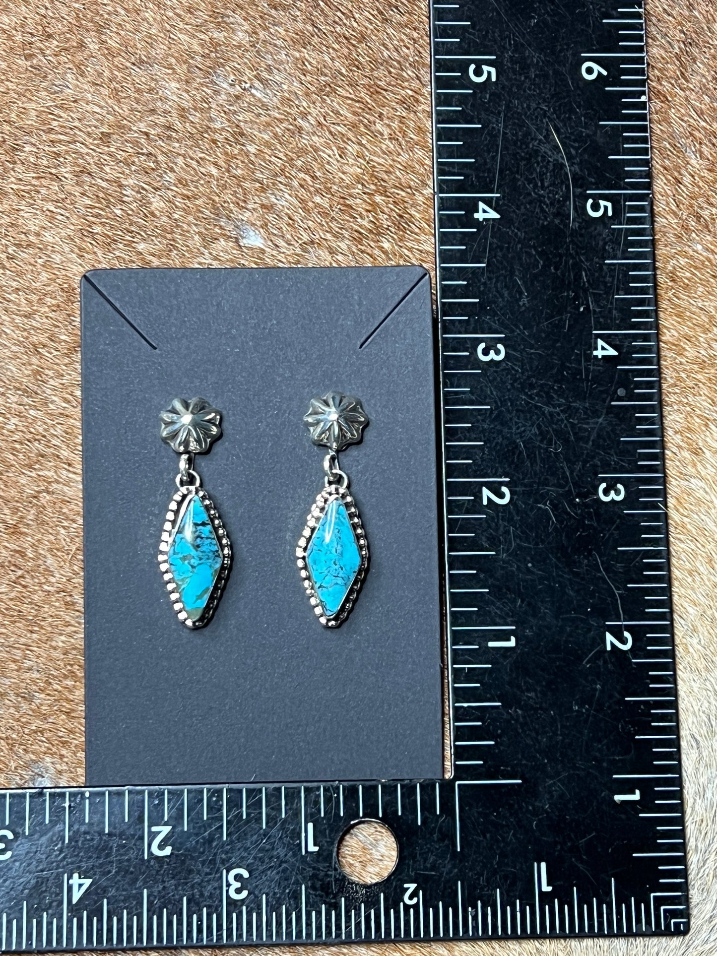 Sterling Silver Concho and Turquoise Earrings