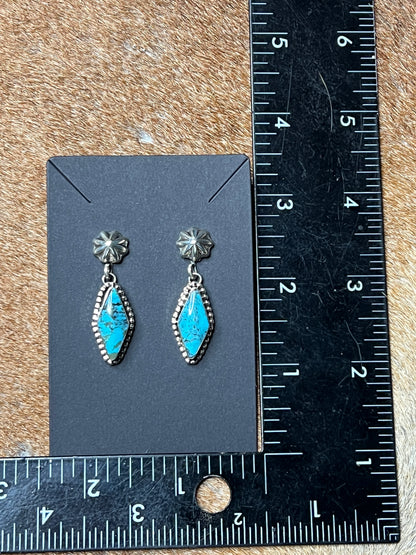 Sterling Silver Concho and Turquoise Earrings