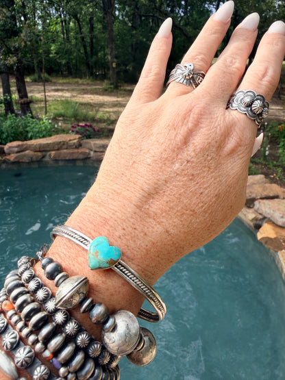 Handmade Sonoran Mountain Turquoise Heart Cuff