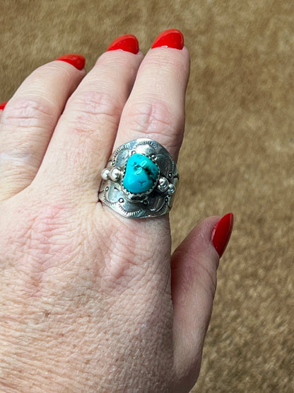 Turquoise and Sterling Silver Ring size  9