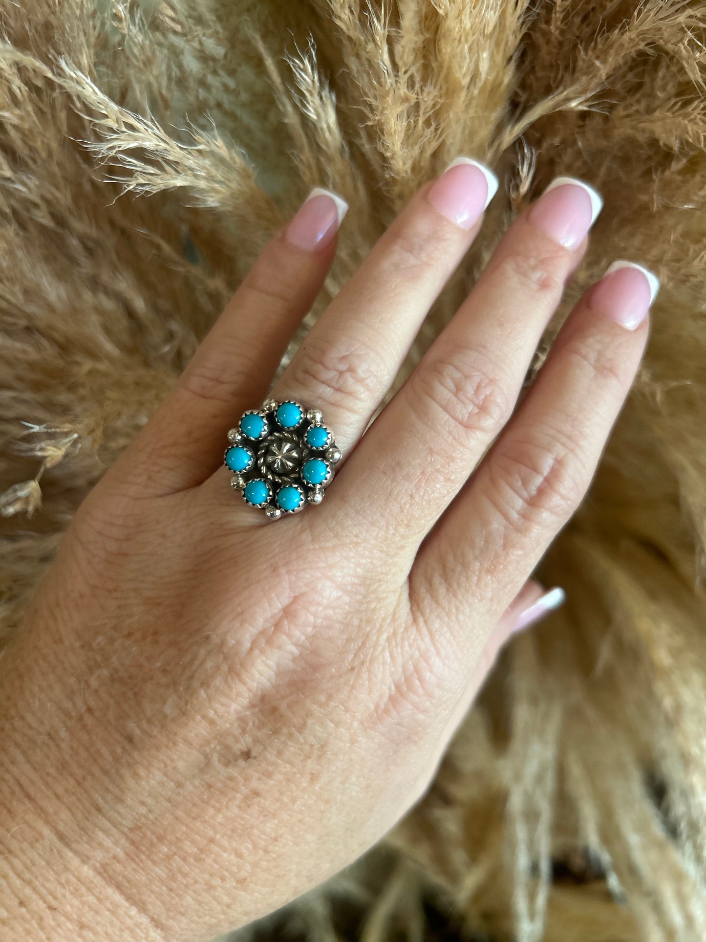 Cluster Turquoise Native Made Ring size 7.5