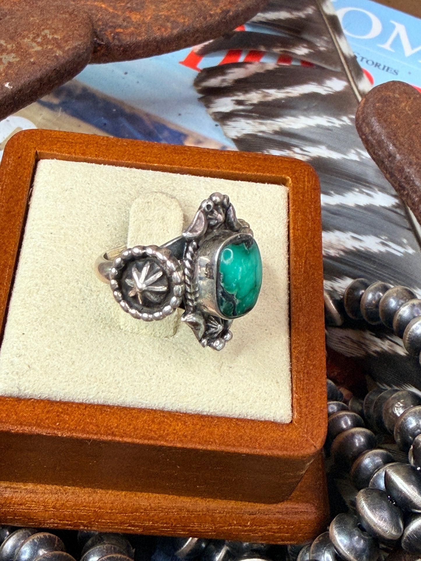 Genevieve Francisco Kingman Turquoise & Sterling Silver Ring Size 6