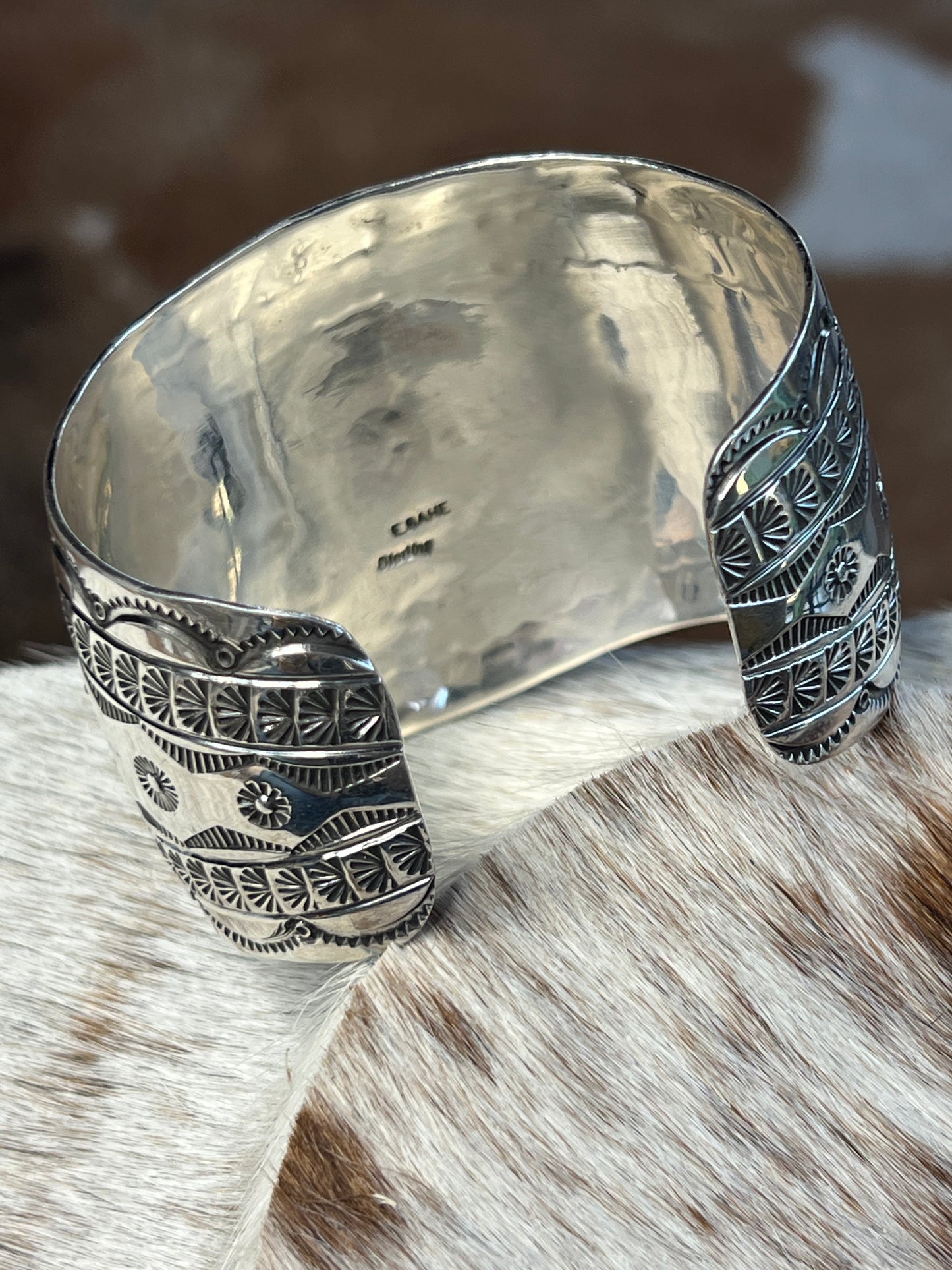 Native American Sterling Silver & Turquoise Eagle Bracelet Signed Bahe