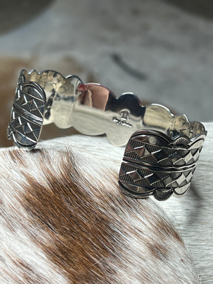 Native Made Turquoise and Garnet Cuff
