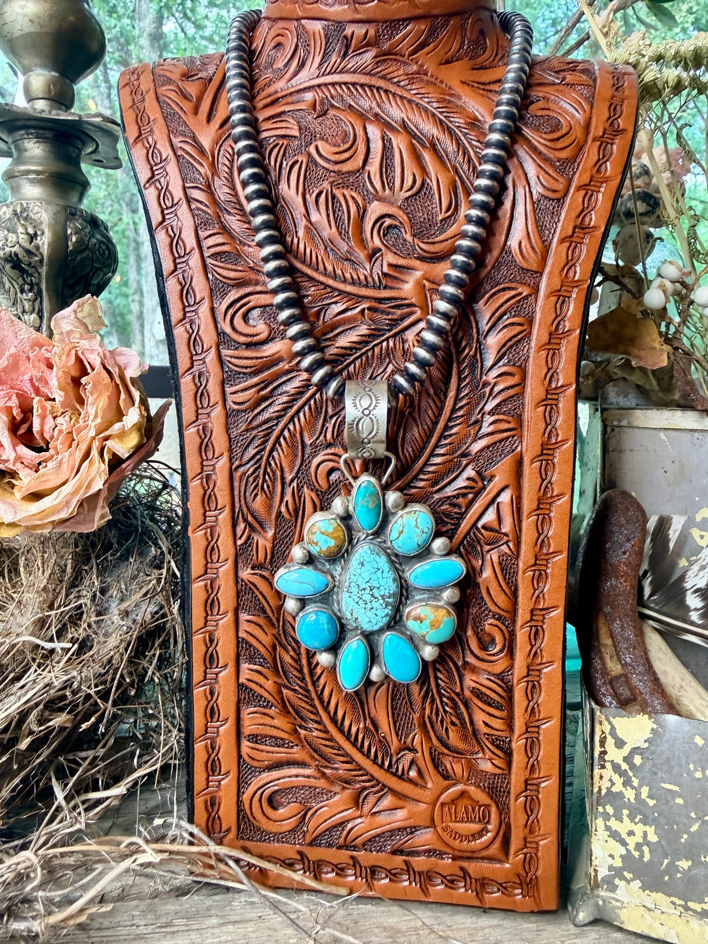 Large Cluster Turquoise Pendant by Geraldine James