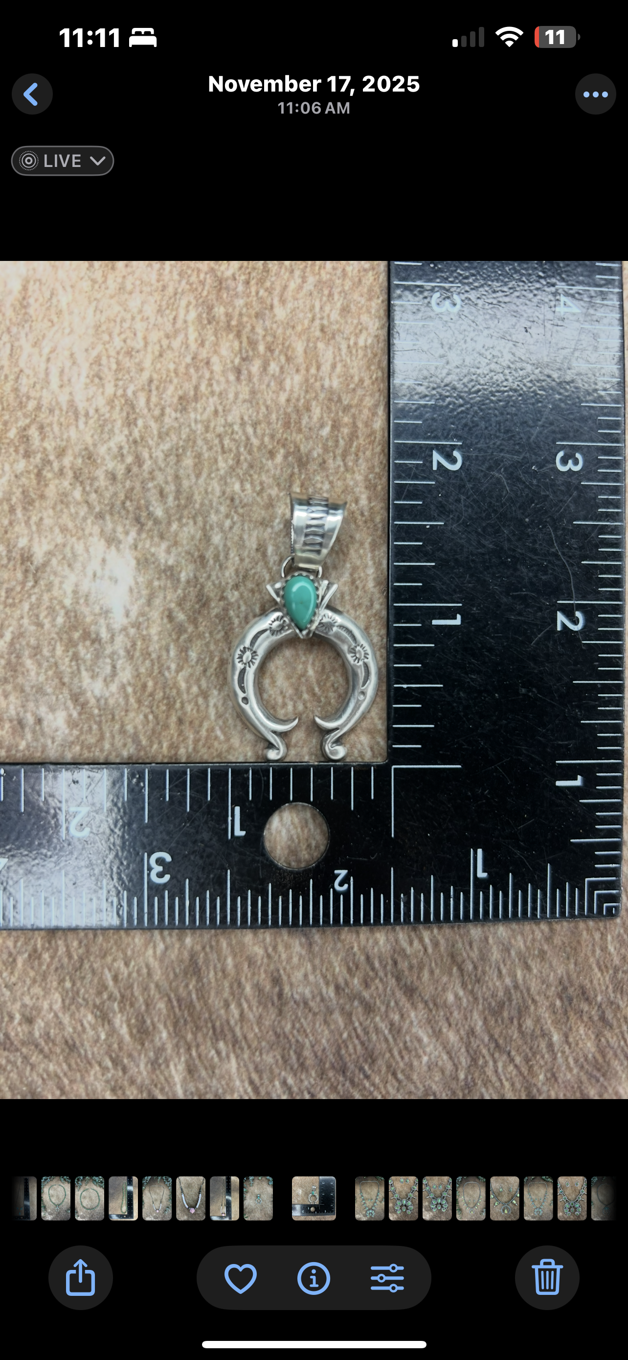 Louise Joe Sterling Silver Turquoise Naja Native American Navajo Necklace