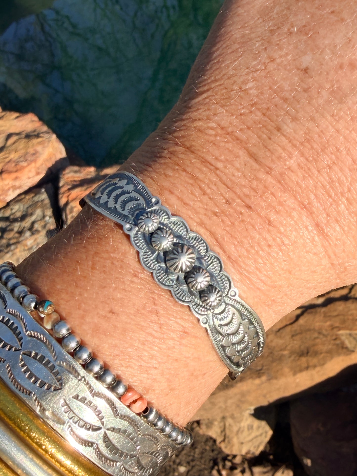 Handcrafted Sterling Silver Concho Cuff by Benny Ramone