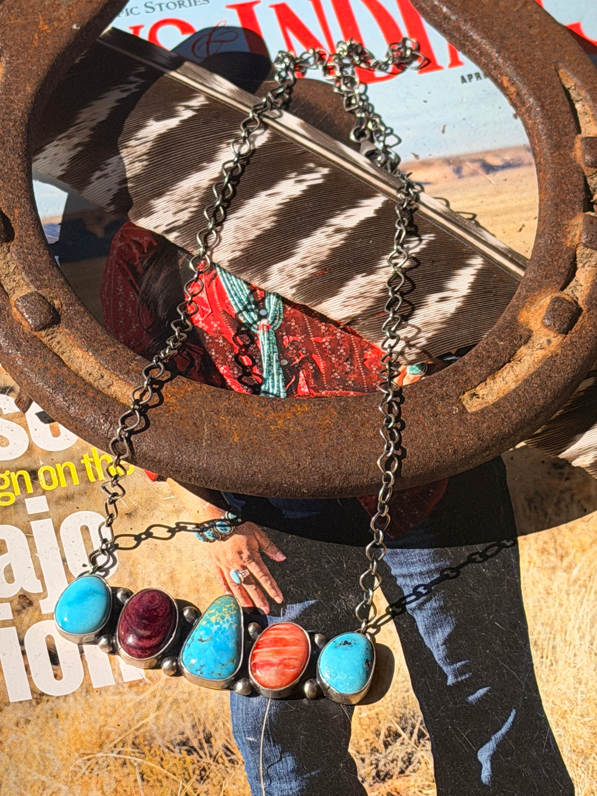 Navajo Handmade Mixed Stone Necklace 18”