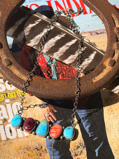 Navajo Handmade Mixed Stone Necklace 18”