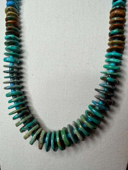 Navajo Handmade Turquoise Beaded Necklace by Kimberly Tom 30”