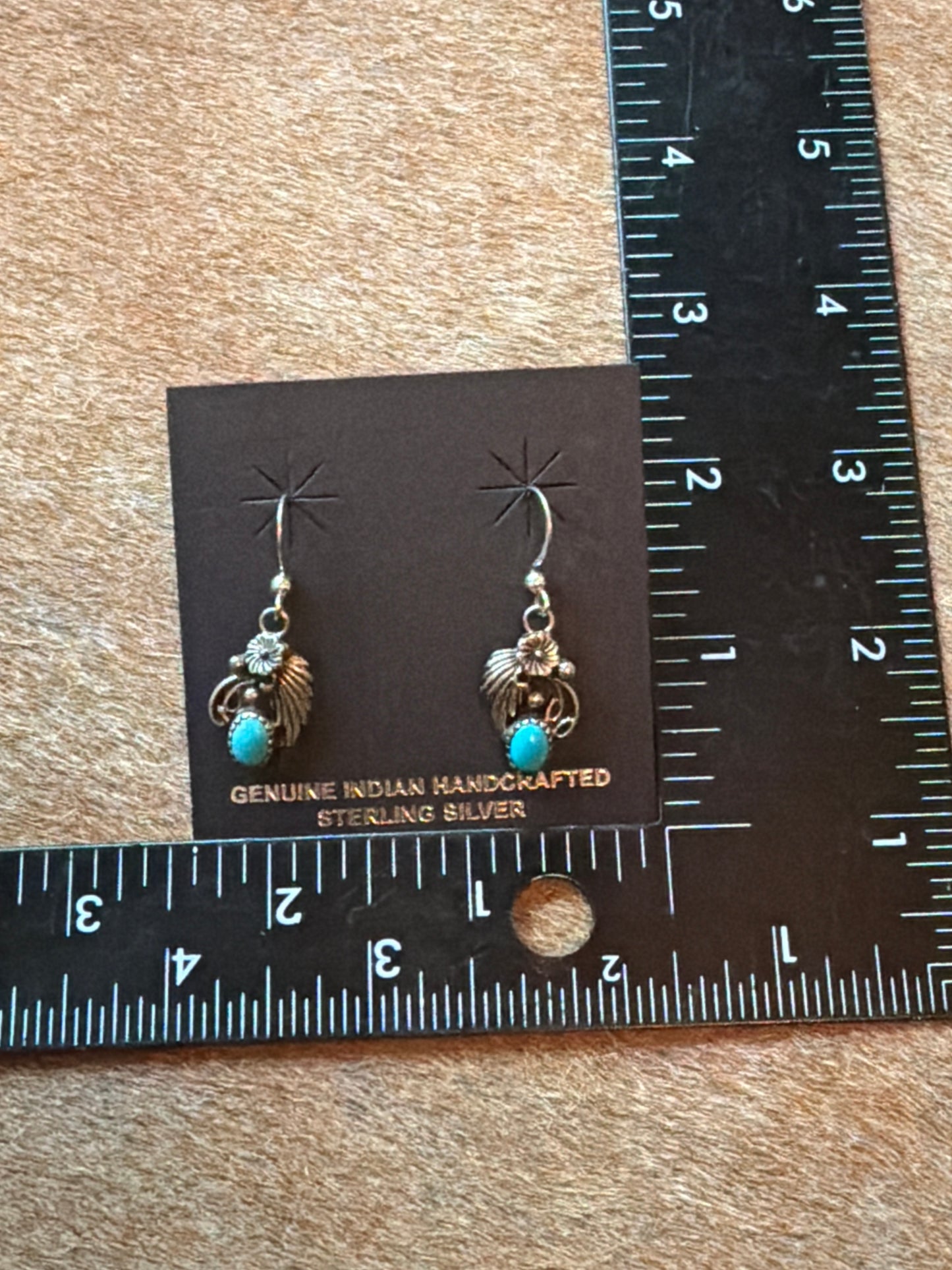 Sterling Silver Detailed Earrings with Kingman Turquoise by Jimson Belin