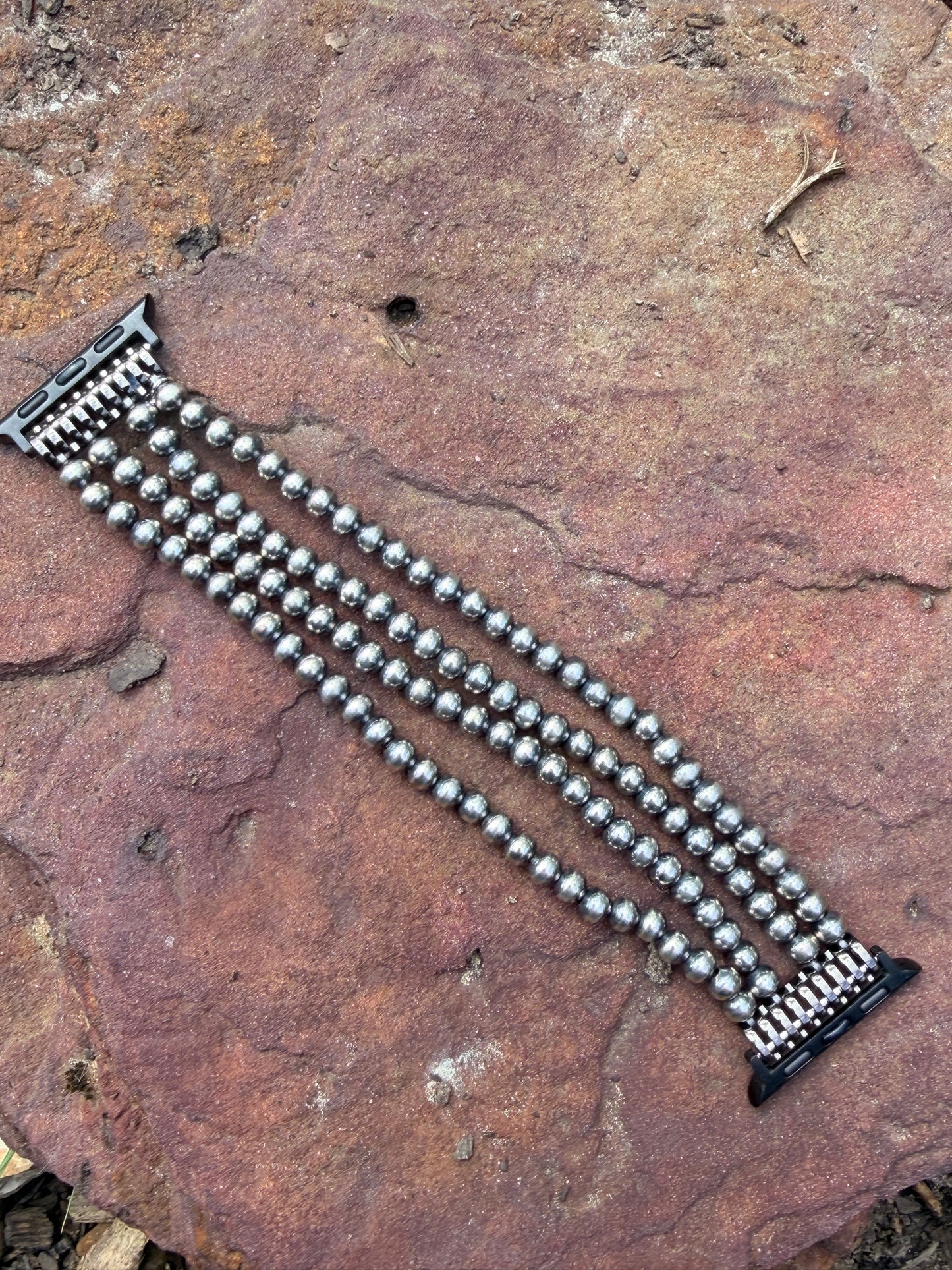 5mm 4 Strand Round Silver Stretch Apple Watch Band