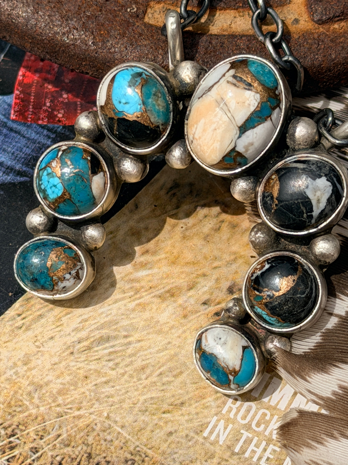 Augustine Largo Blue Ice Dahlia Naja Necklace