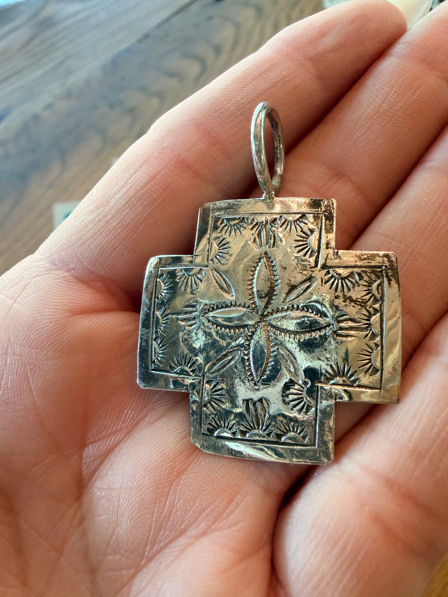 Native Made Sterling Silver Cross Pendant
